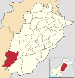 Karte von Pakistan, Position von Distrikt Rajanpur hervorgehoben