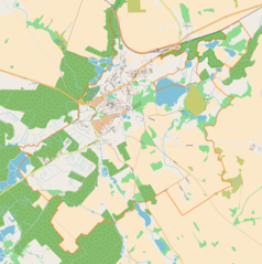 Mapa konturowa Recza, w centrum znajduje się punkt z opisem „Parafia pw.Chrystusa Królaw Reczu”