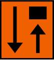 Temporary sign, Lane merges with oncoming traffic