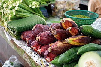 Banana flowers and leaves on sale in Thailand