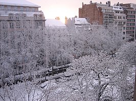 Zicht op Louizalaan in de winter