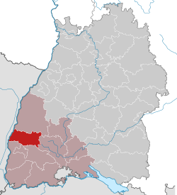 Elhelyezkedése Baden-Württemberg térképén