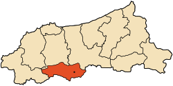 Map of Jijel Province highlighting Djimla District