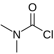 Structuurformule van dimethylcarbamoylchloride