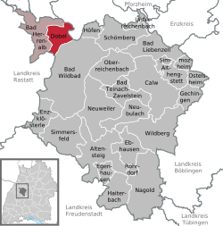 Elhelyezkedése Baden-Württemberg térképén