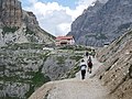 The Locatelli hut, and the Sasso di Sesto (on the left).