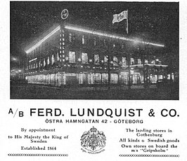 Advertentie voor het warenhuis Ferd. Lundquist & Co. uit 1930