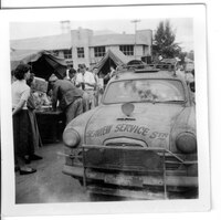 The trial in Alice Springs with the Riverside Hotel (now Todd Tavern) in the background, July 1956