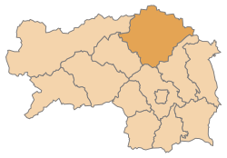 Lage des Bezirks Bezirk Bruck-Mürzzuschlag im Bundesland Steiermark (anklickbare Karte)
