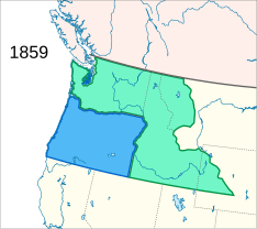 1859: ﻿Neu gebildeter Bundesstaat Oregon ﻿Washington-Territorium