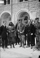 The arrival at the 1920 Cario Conference of Sir Herbert Samuel, H.B.M. high commissioner, etc. Col. Lawrence, Emir Abdullah, Air Marshal Sir Geoffrey Salmond and Sir Wyndham Deedes.