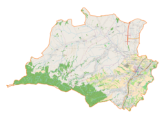 Mapa konturowa gminy Boguchwała, po prawej nieco na dole znajduje się punkt z opisem „Boguchwała”