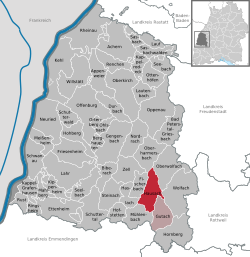 Elhelyezkedése Baden-Württemberg térképén