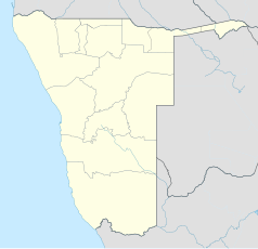 Mapa konturowa Namibii, po lewej znajduje się punkt z opisem „Swakopmund”