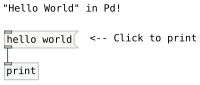 Patch 1: Hello world program in Pd.