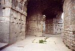 The 70 metre long cryptoporticus, an underground vaulted tunnel in the asclepieion that connected the circular treatment centre to the pools in the centre of the sanctuary courtyard