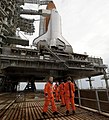 The crew after arriving at the launch pad.