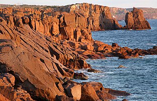 The rocky coastline of the Isle of Sant'Antioco, Sardinia