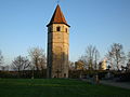 Glockenturm als Rest der ehemaligen Kirche Saint-Maximin in Usselkirch