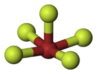 Molecuulmodel van broompentafluoride