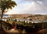 City of Washington from Beyond the Navy Yard, an 1833 portrait of Washington, D.C. by George Cooke featuring the Anacostia River (foreground), the Potomac River (left), and Capitol Hill (center-right)