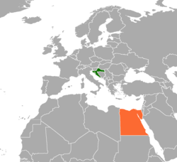 Haritada gösterilen yerlerde Croatia ve Egypt