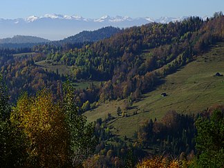 Gorce mit der Tatra im Hintergrund