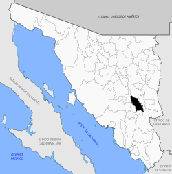 Location of the municipality in Sonora