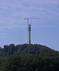 Der Sendeturm im Bau am 15. August 2007, gesehen von Neu-Kupfer