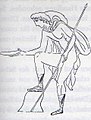 5B: Typus für Stützfiguren beider Geschlechter. Die Figur wird im Profil nach links gerichtet gezeigt. Das rechte Bein ist aufgestützt, der rechte Arm befindet sich in der Nähe des Knies. Zweimal gibt es diesen Typ im Wanderkleid und als Amazone, einmal zeigt es eine Hetäre.