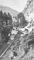 Früheres Brunnhaus Obernesselgraben, darüber die Hochreserve (Foto um 1870)