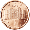 Italienische 1-Cent-Münze (2002) mit Castel del Monte