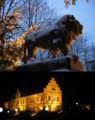 Winterliche Licht- und Schattenspiele am ehemaligen Schloss