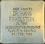 Stolperstein für Dr. Hans Finkelstein