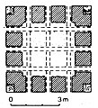 Grundriss eines Holzturmfundamentes (Infotafel am Wachturm Wp 10/9)