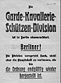 Aufruf der Garde-Kavallerie-Schützen-Division an die Berliner Bevölkerung