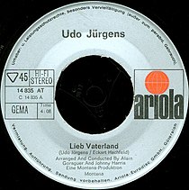 Etikett der Single Lieb Vaterland von Udo Jürgens, 1971 (Ariola)