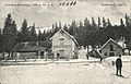 Ansichtskarte von 1911: Schifahrer vor dem Schutzhaus am Unterberg. Verlag Ledermann