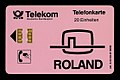 Telefonkarte A (1991). Mit Werbung für das Projekt ROLAND (Realisierung offener Kommunikationssysteme auf der Grundlage anerkannter europäischer Normen und der Durchführung harmonisierter Testverfahren der Deutschen Bundespost Telekom)