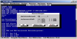 MS-DOS-Editor unter Windows XP mit einer geöffneten DOS-Startdatei