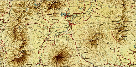 Zum Vergleich: Ausschnitt aus einer exakten Karte des Topographischen Dienstes im Maßstab 1:100.000.