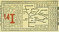 Fahrschein über zehn Pfennig mit schematischem Streckennetzplan, um 1913