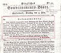 Bekanntmachung der Übernahme des Gouverneurs-Postens am 4. Juli 1815