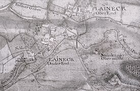 Warme Steinach und Döhlauer Graben in Laineck, Riediger-Plan von 1745