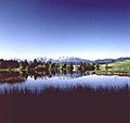 Schwaltenweiher mit Alpenpanorama