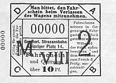 Einzelfahrschein über 10 Pfennig wie er von der GBS und ihren Nebenbahnen ausgegeben wurde (Einheitsfahrschein)