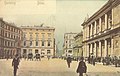 Adolphsplatz um 1900 in Richtung Nordwesten. Rechts die Börse, links das Gebäude der Deutschen Bank