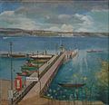 Meersburg vom Hafen Konstanz aus gesehen. 1940, Öl auf Leinwand. Städtische Sammlung Meersburg