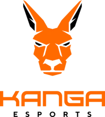 Logo of Kanga Esports, featuring a stylised black-and-orange kangaroo head