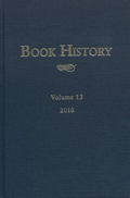 Cover of "Book History" volume 13 (2010)